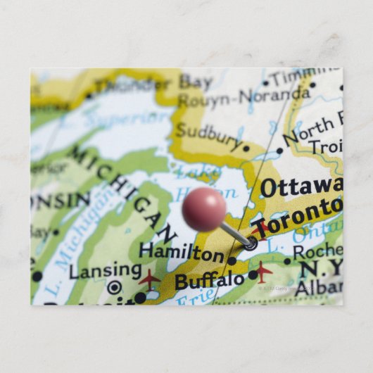 Pingle de carte placée à Toronto, Canada sur la ca (Devant)