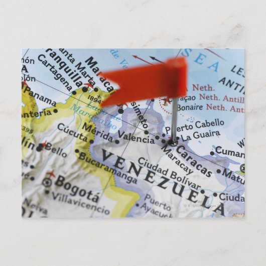 Pinglette de carte placée à Caracas, Venezuela sur (Devant)