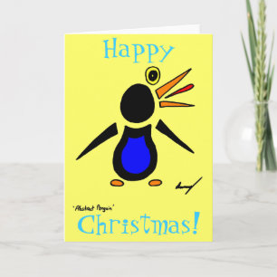 Pingouin Abstrait 'Joyeux Noël ! ' Carte - Jaune