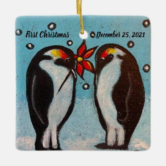 Pingouin amour ornement de Noël (Devant)