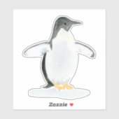 Pingouin Aquarelle - Sticker Coupe Vinyl (Feuille)