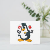 Pingouin au Poker avec cartes de Poker (Debout devant)