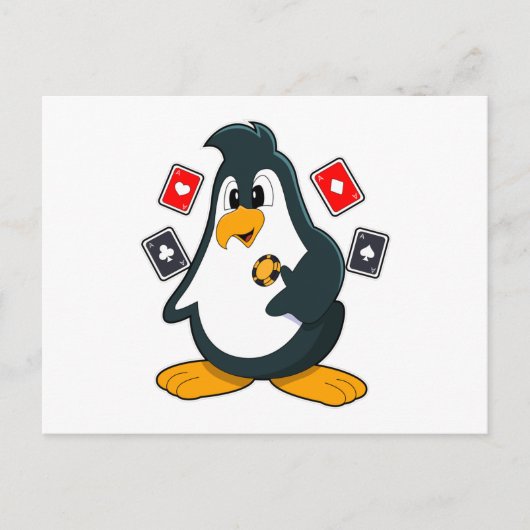 Pingouin au Poker avec cartes de Poker (Devant)