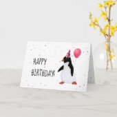Pingouin avec carte d'anniversaire de ballons (Fleur jaune)