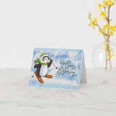 Pingouin avec carte de ski (Fleur jaune)