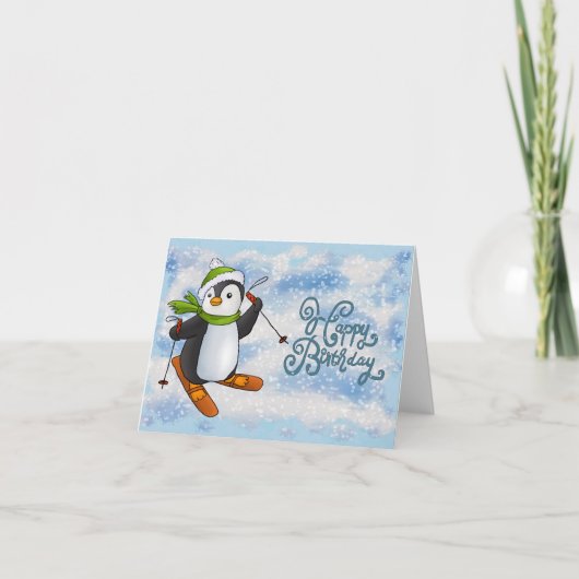 Pingouin avec carte de ski (Devant)