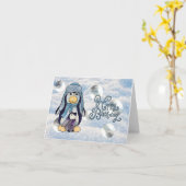 Pingouin avec carte enfant (Fleur jaune)