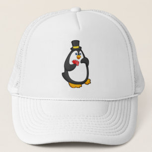 Pingouin avec Casquette au Poker avec cartes de Po