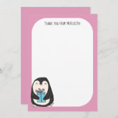 Pingouin avec un Carte de remerciements à écran pl (Devant / Derrière)