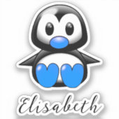 Pingouin bleu mignon Ajouter Nom Contour Sticker C (Recto)