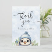 Pingouin bleu mou Carte de remerciements de neige (Debout devant)