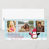 Pingouin Bonnes Fêtes 3 carte photo (Devant / Derrière)