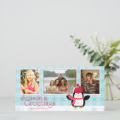 Pingouin Bonnes Fêtes 3 carte photo (Debout devant)