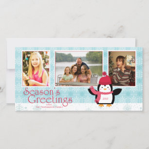 Pingouin Bonnes Fêtes 3 carte photo