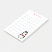 Pingouin & calligraphie sur des notes de post-it r (Incliné)