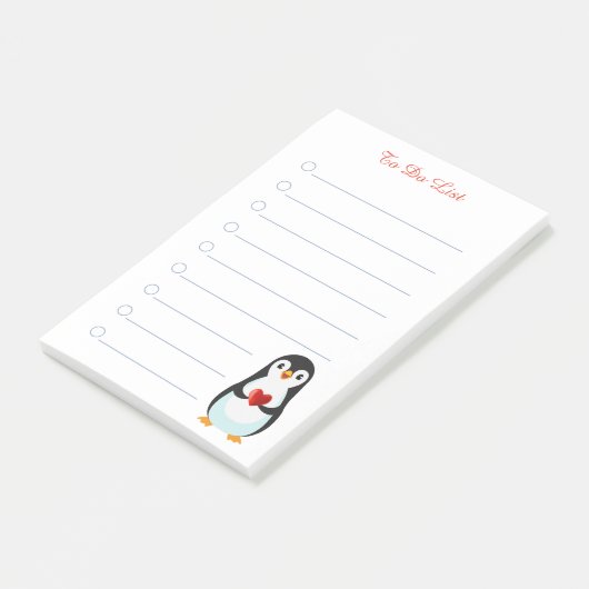 Pingouin & calligraphie sur des notes de post-it r (Incliné)