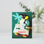 Pingouin • Carte postale de Noël (Debout devant)