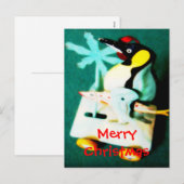 Pingouin • Carte postale de Noël (Devant / Derrière)