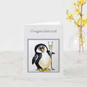 Pingouin Cheers drôle et mignonne carte de félicit (Fleur jaune)