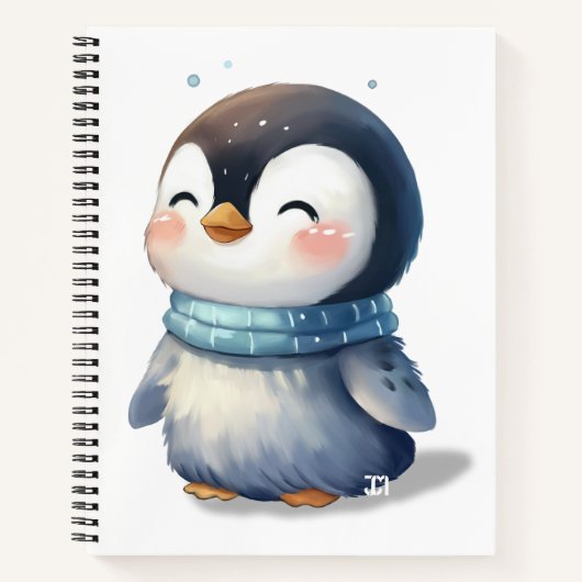 Pingouin cosy - Art numérique mignon - Carnet Spir (Devant)