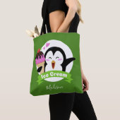 Pingouin crème glacée personnalisé nom et sacs cou (De près)
