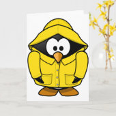 Pingouin dans des cartes de voeux d'imperméable (Fleur jaune)