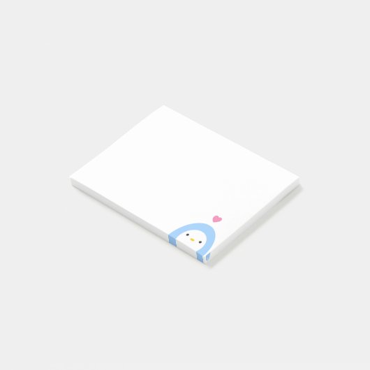 Pingouin dans des notes de post-it d'amour (Incliné)