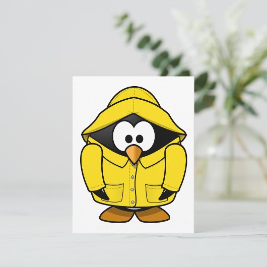 Pingouin Dans Un Manteau De Pluie Jaune Invitation