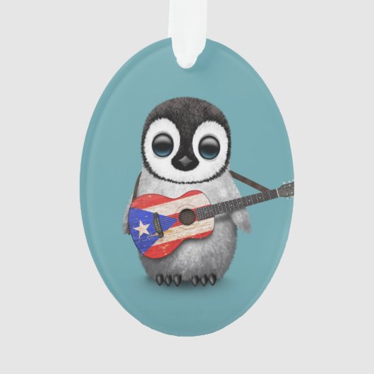 Pingouin de bébé jouant le bleu de guitare de (dos)