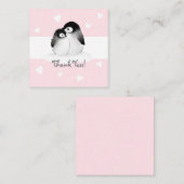 Pingouin de coeur rose Merci Carte pour notes (Devant / Derrière)