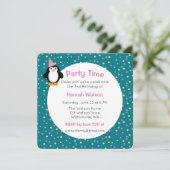 Pingouin de fête d'anniversaire Invitation (Debout devant)