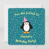 Pingouin de fête d'anniversaire Invitation (Dos)