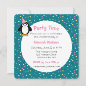 Pingouin de fête d'anniversaire Invitation (Devant)