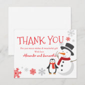 Pingouin de neige Hiver Wonderland Carte de remerc (Devant / Derrière)