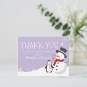 Pingouin de neige Hiver Wonderland Carte de remerc (Debout devant)