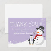 Pingouin de neige Hiver Wonderland Carte de remerc (Devant / Derrière)