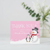 Pingouin de neige Hiver Wonderland Carte de remerc (Debout devant)