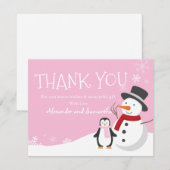 Pingouin de neige Hiver Wonderland Carte de remerc (Devant / Derrière)