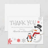 Pingouin de neige Hiver Wonderland Carte de remerc (Devant / Derrière)