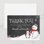 Pingouin de neige Hiver Wonderland Carte de remerc (Devant / Derrière)