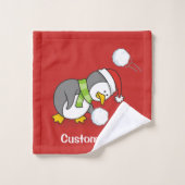 Pingouin de Noël avec boule de neige (Gant de toilette)
