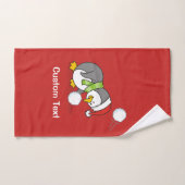 Pingouin de Noël avec boule de neige (Serviette à main)