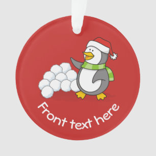 Pingouin de Noël avec boules de neige agitant