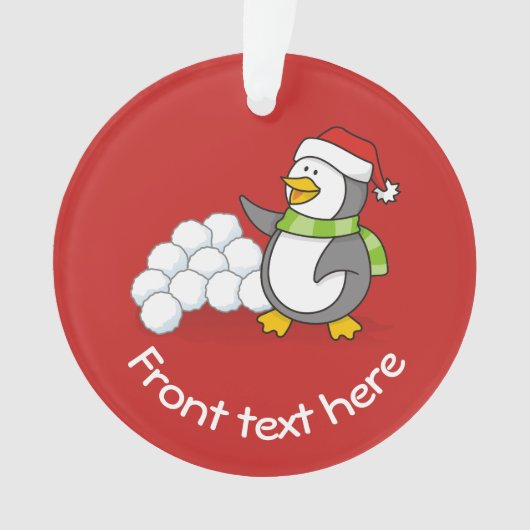 Pingouin de Noël avec boules de neige agitant (devant)