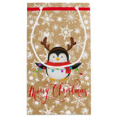 Pingouin de Noël avec lumières sur sac en papier l (Dos)