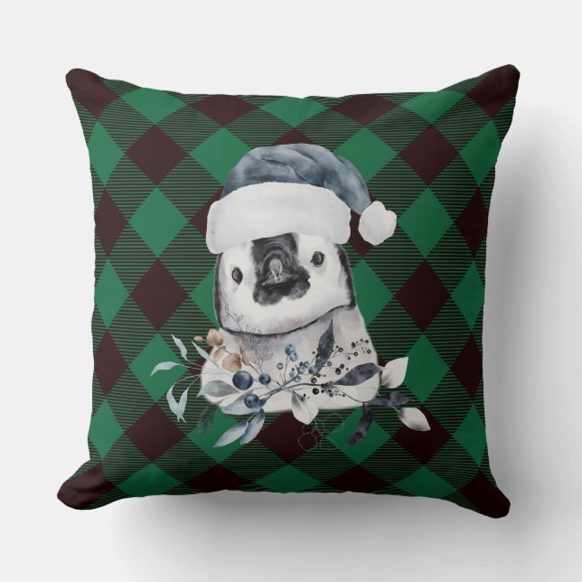 Pingouin de Noël Coussin de chèque en plastique ve (Recto)