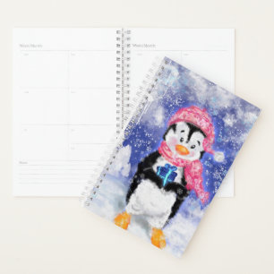 Pingouin de Noël mignon avec planificateur cadeau