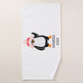 Pingouin de Noël mignon personnalisé en Casquette (Serviette de bain)