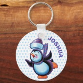 Pingouin de patinage de Noël de porte-clés (Recto)