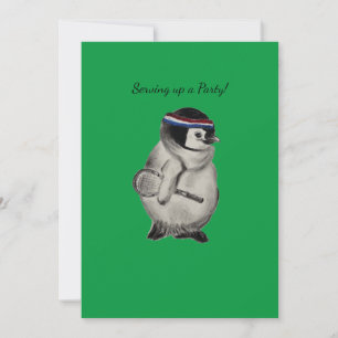 Pingouin de tennis avec Racket Party Invitation